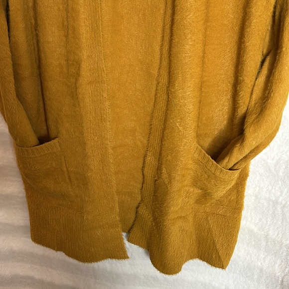 89th Madison Long Open Front Cardigan Sweater w front pockets Size L. Mustard - Picture 4 of 11